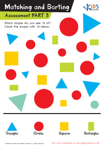 Matching and Sorting for Kindergarten: Assessment 3 Worksheet